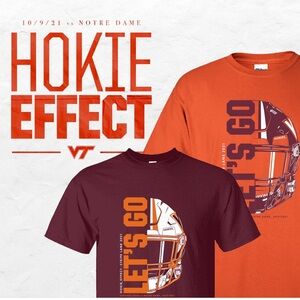 BLUE 84 Virginia Tech Hokies "Let's Go" Hokie Effect Stripe Lane T-Shirt L Large